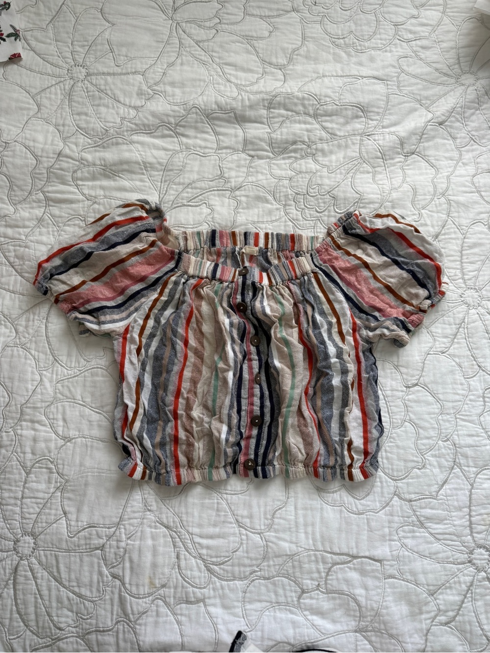 Rebellion Multicolor Striped Off-Shoulder Crop Top